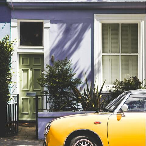 A lilac house in Notting Hill, London