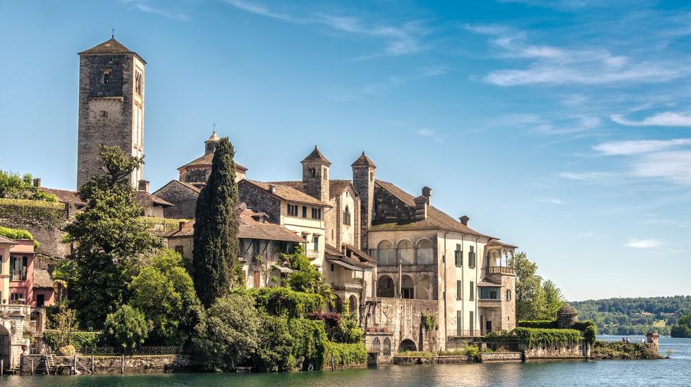 The beautiful small town of Orta San Giulio in Piedmont, Italy