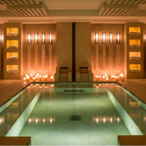 The dimly lit spa at Borgo Egnazia