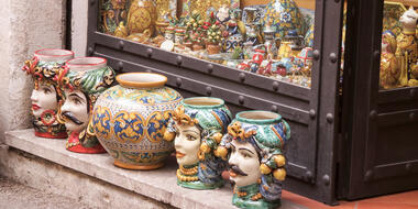 Ceramics on sale in the streets of Palermo