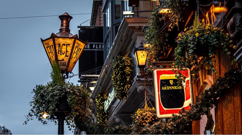 Exterior of literary hotspot The Palace Bar in Dublin, Ireland