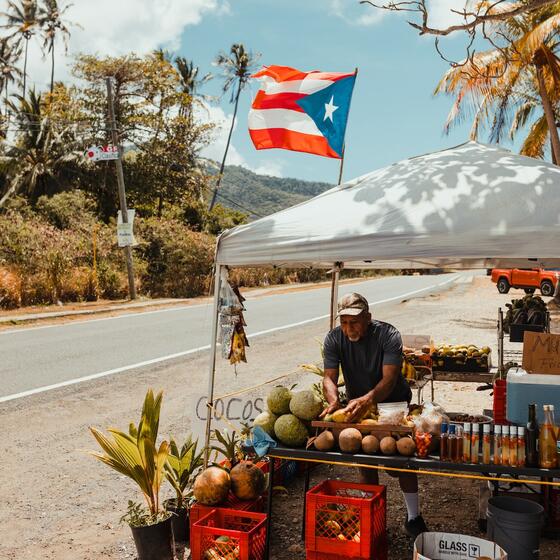 A streetside fruit stall in Puerto Rico