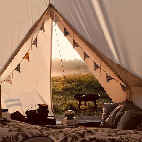 A bell tent at Home Farm in Herefordshire