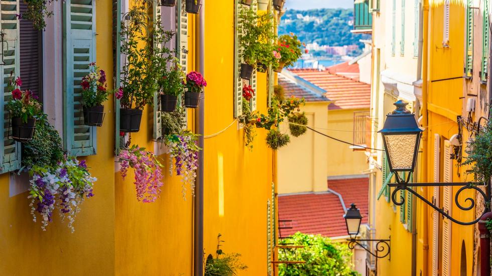 Streets in Menton, France