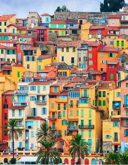 Colourful houses in Menton, France