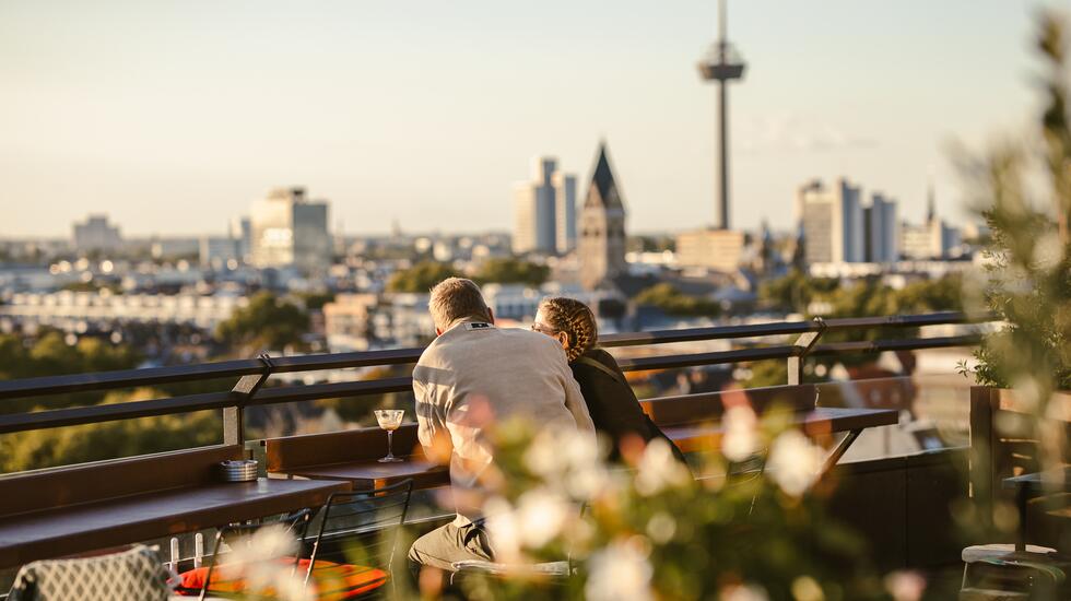 View of Cologne from a rooftop bar