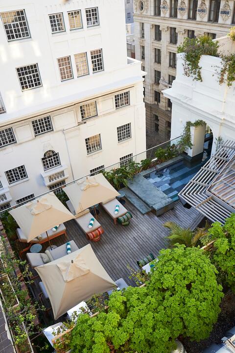 Aerial view of the pool area