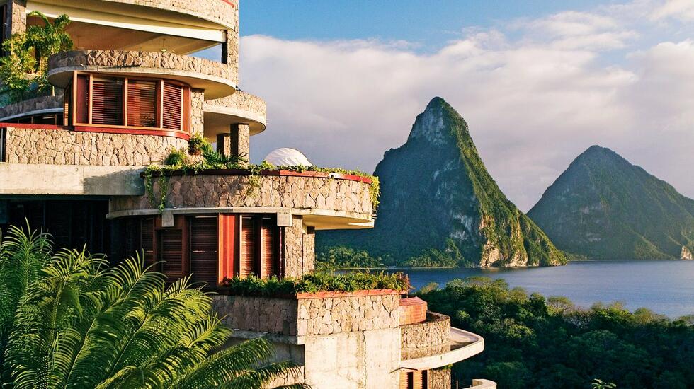 The exterior of Jade Mountain, St Lucia