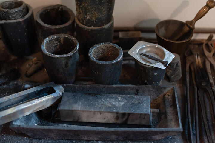 Pots used for melting gold