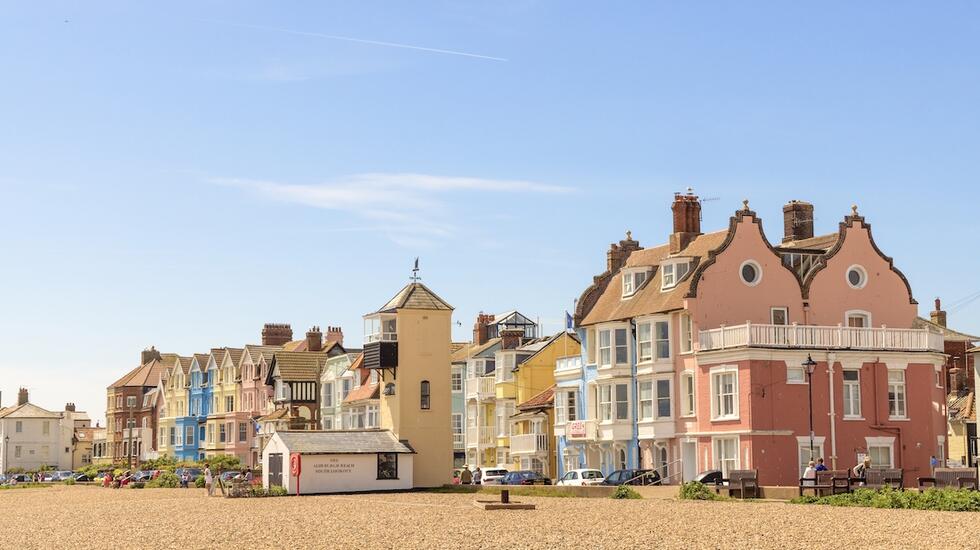 The beach front at Aldeburgh