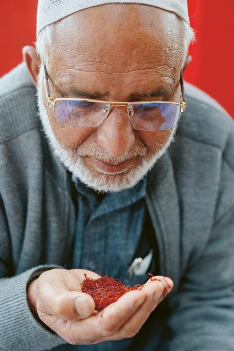 A saffron seller in the Kashmire region