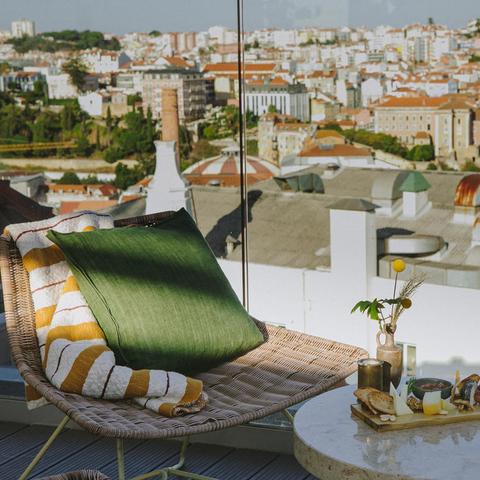 Breakfast on the rooftop terrace of The Lumiares, Lisbon