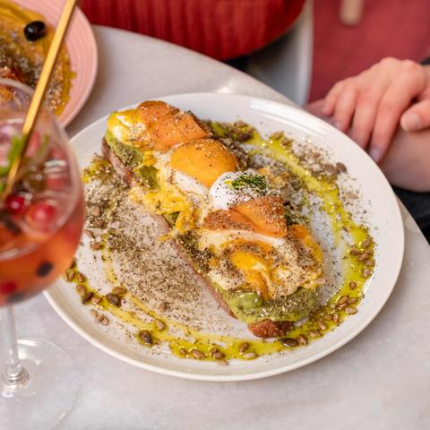 An egg-centric breakfast dish at Augusto Lisboa, one of Lisbon's best brunch cafes