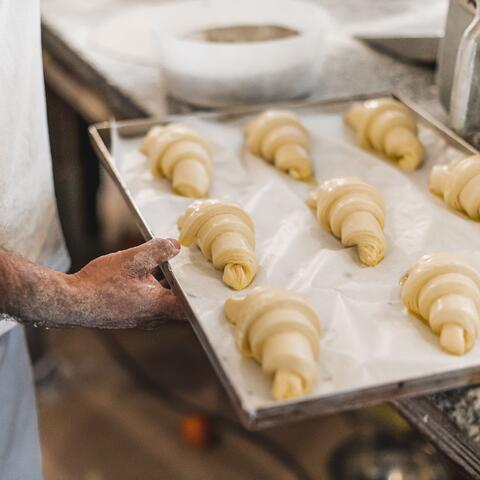 Croissants ready to bake at La Boulgarie in Lisbon