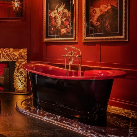 A bathroom at the new Chateau Denmark, an old Soho haunt revamped