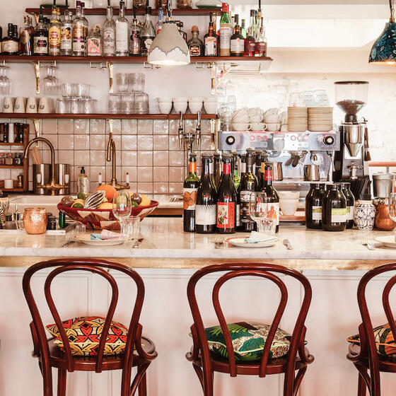 The colourful, busy bar counter at Jikoni, Mayfair