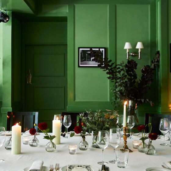 The green Marx Room at Quo Vadis