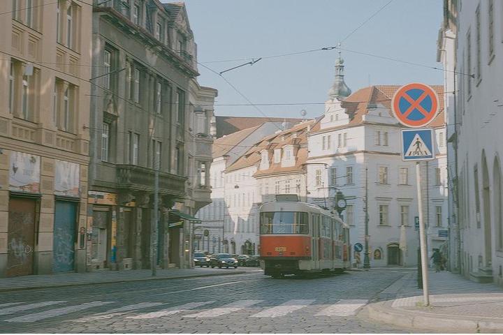 A tram in a Prague street, Czech Republic