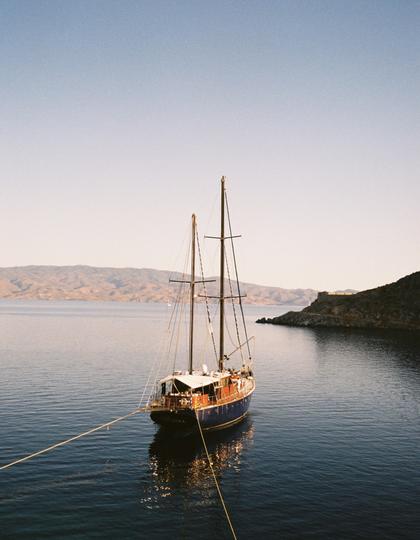 A boat at sea in Hydra, Greece