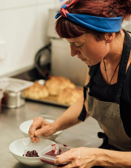 A chef at Osteria Bisnona in Ticino