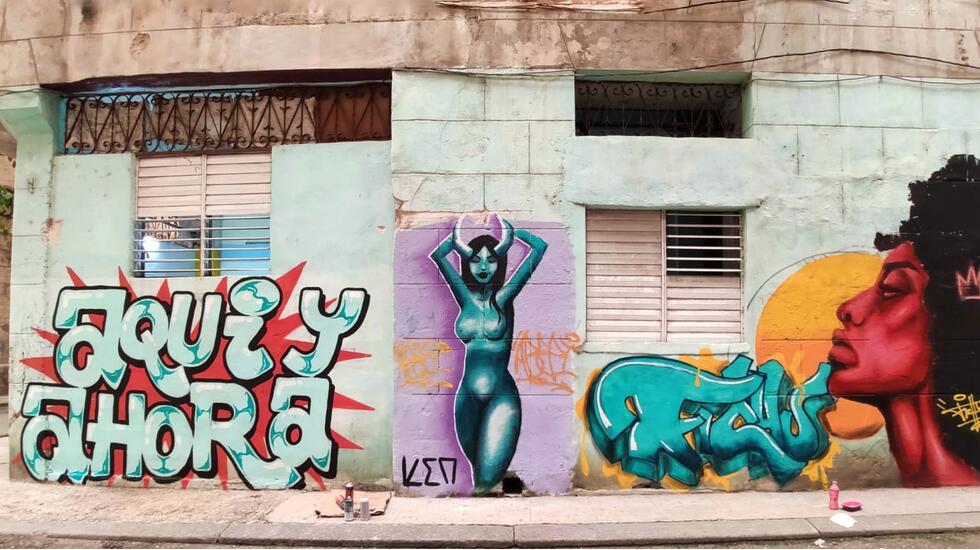 A colourful mural in Havana